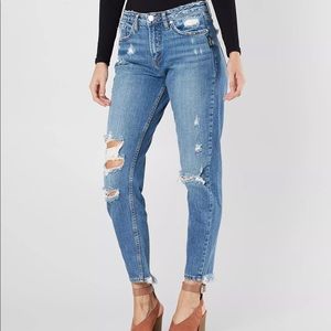 Silver mom jean high rise